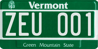VT license plate ZEU001