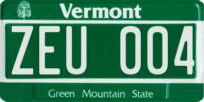VT license plate ZEU004