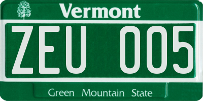 VT license plate ZEU005