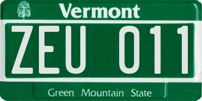 VT license plate ZEU011