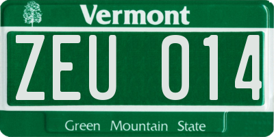 VT license plate ZEU014