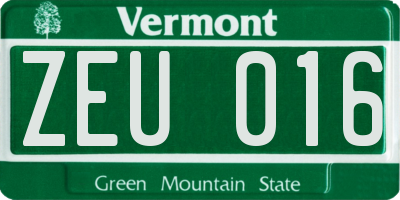 VT license plate ZEU016