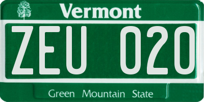 VT license plate ZEU020