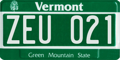 VT license plate ZEU021