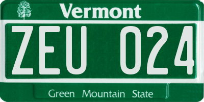 VT license plate ZEU024