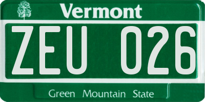 VT license plate ZEU026