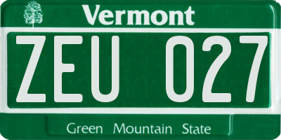 VT license plate ZEU027