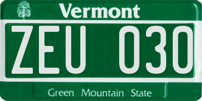 VT license plate ZEU030
