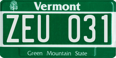 VT license plate ZEU031