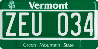 VT license plate ZEU034