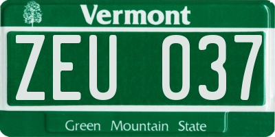 VT license plate ZEU037