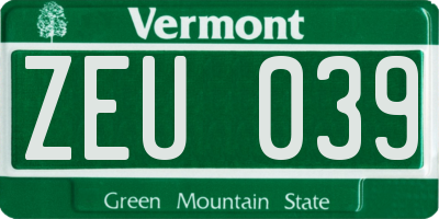 VT license plate ZEU039