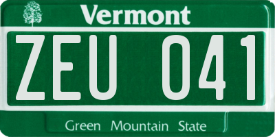 VT license plate ZEU041
