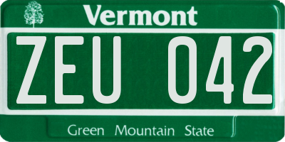 VT license plate ZEU042