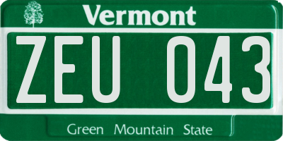VT license plate ZEU043