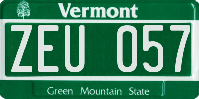 VT license plate ZEU057