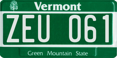 VT license plate ZEU061