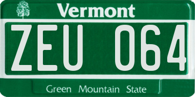 VT license plate ZEU064