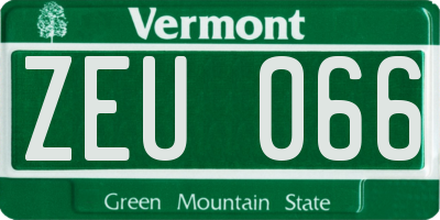 VT license plate ZEU066