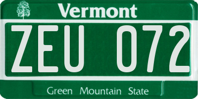 VT license plate ZEU072