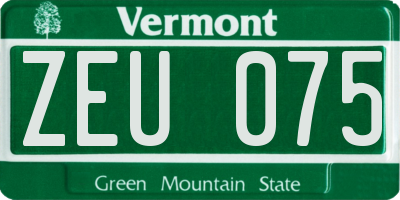 VT license plate ZEU075