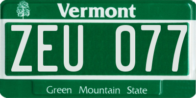 VT license plate ZEU077