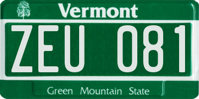 VT license plate ZEU081