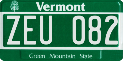 VT license plate ZEU082