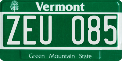VT license plate ZEU085