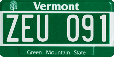 VT license plate ZEU091