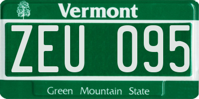 VT license plate ZEU095