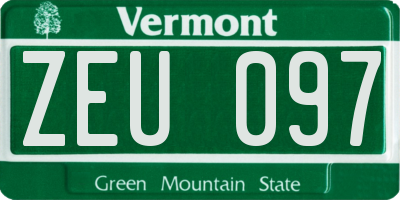 VT license plate ZEU097