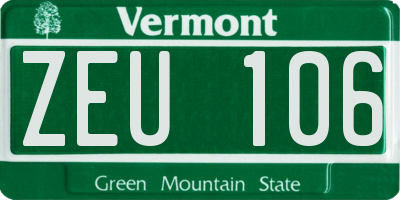 VT license plate ZEU106