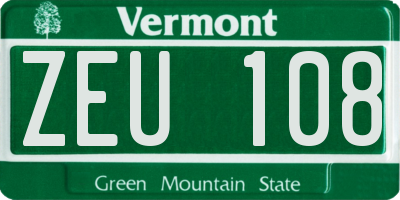 VT license plate ZEU108