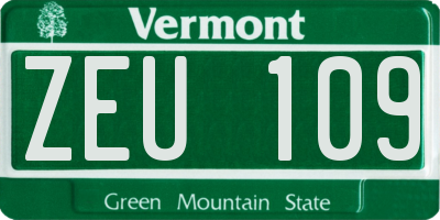 VT license plate ZEU109