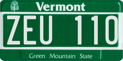 VT license plate ZEU110