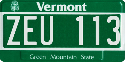 VT license plate ZEU113