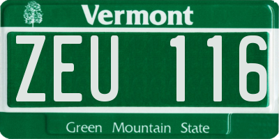 VT license plate ZEU116