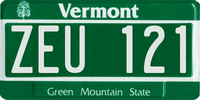 VT license plate ZEU121