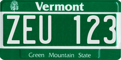 VT license plate ZEU123
