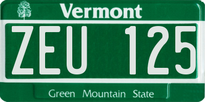 VT license plate ZEU125