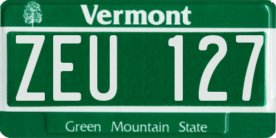 VT license plate ZEU127