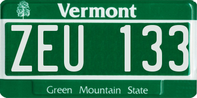 VT license plate ZEU133