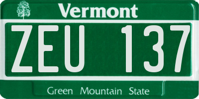 VT license plate ZEU137