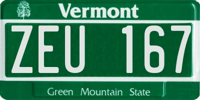 VT license plate ZEU167