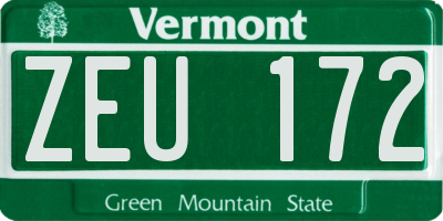 VT license plate ZEU172