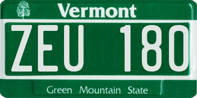 VT license plate ZEU180