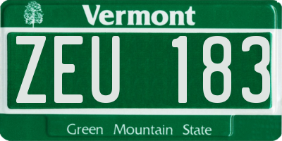 VT license plate ZEU183