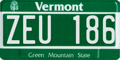 VT license plate ZEU186