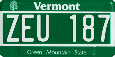 VT license plate ZEU187